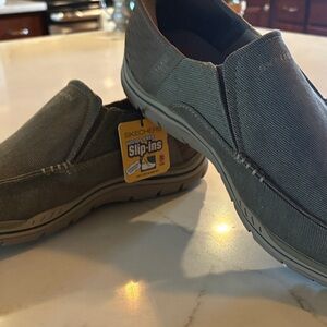 Skechers Men’s Olive Green Canvas Slip-On Loafers